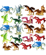 Bedwina Mini Dragon Toy Figures - (Pack of 36) 2 Inch Plastic Rubbery Dr... - £15.49 GBP