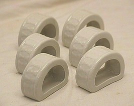 White Ceramic Napkin Ring Holders Set of 6 - £11.89 GBP