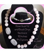 Rose Quartz and Black Onyx Necklace and Earrings - New! - $38.00