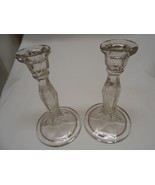 Vintage Pair of 8&quot; Single Light heavy lead crystal Candlesticks frosted ... - £11.84 GBP