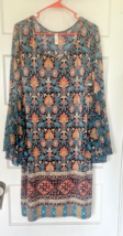 Tacera Blue and Orange Sheath Dress with Bell Sleeves Size 1X - $22.10