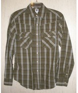 EXCELLENT MENS GAP OLIVE GREEN PLAID PEARL SNAP SHIRT SIZE S - €20,26 EUR