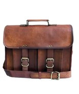 15&quot; leather messenger bag laptop case office briefcase gift for men comp... - $54.00