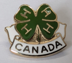 4H CANADA LAPEL PIN ONTARIO GREEN CLOVER FOUR 4 H VINTAGE RETRO ORGANIZA... - $12.99