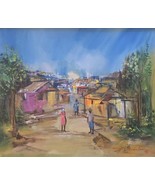 1995 Cupidon Rodrigue Haitian Countryside Landscape Painting Contemporar... - €1.304,04 EUR