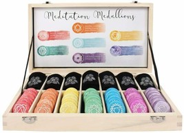 Ebros 7 Chakra Meditation Stones - 42 Pieces Set with Pouches and Display Case - £131.88 GBP