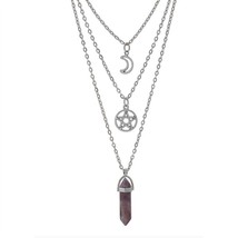 Fashion Star Chakra Stones Pendant Necklace for Women Vintage Jewelry Wicca Witc - £13.06 GBP