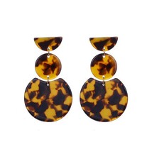 New Unique Design Leopard Acrylic Dangle Earrings For Women Geometric Round Stat - £6.34 GBP
