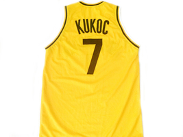 Toni Kucok #7 Jugoplastika Yugoslavia Men Basketball Jersey Yellow Any Size image 2