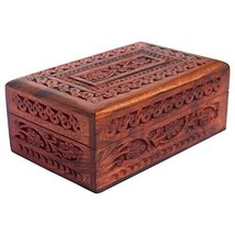 Handmade Wooden Jewellery Box for Women Wood Jewel Organizer Hand Carved with In - £13.11 GBP