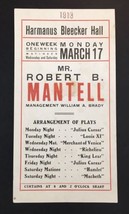 Robert Mantell &quot;JULIUS CAESAR&quot; Harmanus Bleeker Hall New York 1913 Flyer - £29.77 GBP
