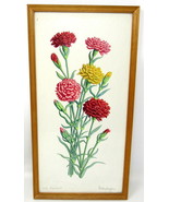 Carnations Water Color Painting Wood Frame 12&quot;x7&quot; Dietershagen Germany V... - £130.99 GBP