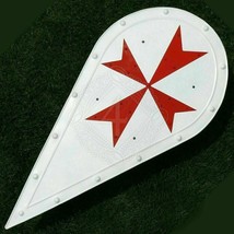 Medieval Shield Steel Knight Almond-shaped shield with Maltese cross - £110.01 GBP