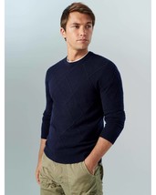 The Men&#39;s Store  Designer  Wool Twist Ribbed Cable-Knit Sweater Navy-2XL - £39.32 GBP