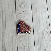 Vintage W Berrie 1980 SUPER MOM Enamel Lapel Pin Red Blue White - £6.77 GBP