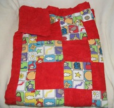 Teletubbies Flannel Handmade Baby Infant Quilt Comforter Blanket Red Patchwork - £47.36 GBP