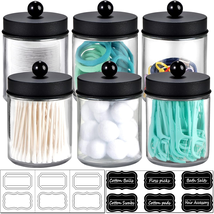 6Pc Apothecary Jars Bathroom Vanity Organizer- Rustic Farmhouse Decor St... - $29.92