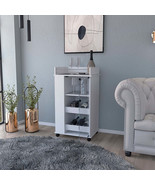 White Bar Cart: 2 Shelves, Glass Door - $338.66 CAD