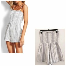 Seafolly Mona Striped Playsuit Strapless Smocked Romper Black White Size... - $570.22 MXN