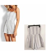 Seafolly Mona Striped Playsuit Strapless Smocked Romper Black White Size... - $41.03 CAD