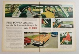 1954 Print Ad The &#39;54 Ford Car with Five Power Assists Easier Steering - £18.75 GBP