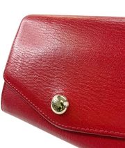 Mulberry Red Textured Leather Envelope Flap Wallet Clutch Women image 4