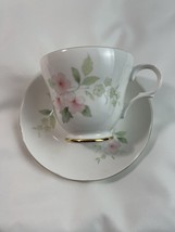 Crown Trent Fine Bone China Footed Tea/Coffee Cup &amp; Saucer Pink Flower England - $13.85