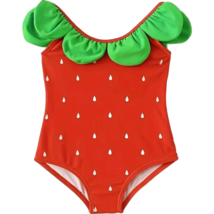 Strawberry Fruit One-Piece Swimwear w/ Scallop Detailing Bathing Swimsui... - $19.00