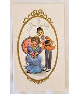 Vtg Birthday Card Gibson Girl Couple Old Fashioned Embossed Made USA 1970s - $5.74