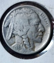 1937-P Buffalo Nickel, US Coin  - £2.37 GBP