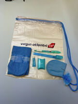 Virgin Atlantic Blue Large Amenity Kit Cinch Pouch 12.5x10.5 - $24.99