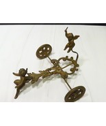 Antique Victorian Metal Figural Bowl Cart Stand on Wheels Cherub Fairy P... - £77.32 GBP
