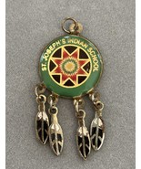 St. Joseph Indian School Vintage Dream Catcher Feather Dangle Enamel Pen... - $14.92 CAD