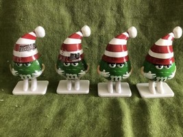 Green M&amp;M&#39;s Christmas Elf Toppers Set of 4 (2 Sealed, 2 open) - £10.27 GBP