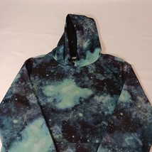 Carbon Men's Black & Dyed Blue Drawstring Hoodie Pullover Sweatshirt Size Medium image 9