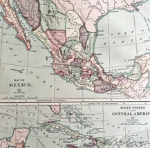1879 Map Mexico West Indies Central America Victorian Geography 1st Ed DWAA9 - £63.95 GBP