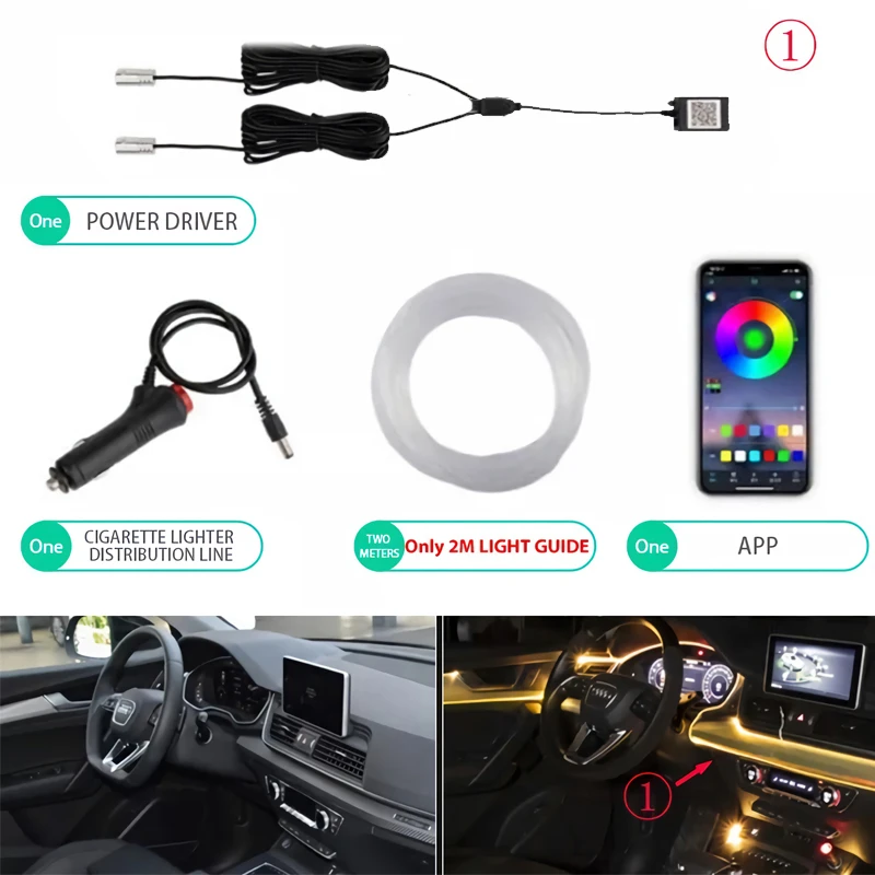 Car Interior Neon RGB Led Strip Flexible EL Wire Lights With App Control Ambient - £141.47 GBP
