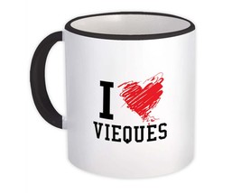 I Love Vieques : Gift Mug Puerto Rico Tropical Beach Travel Souvenir - £12.57 GBP