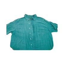 Tasso Elba Island Men&#39;s Shirt Turquoise Green XXL Short Sleeve Button-Up Linen - £32.16 GBP