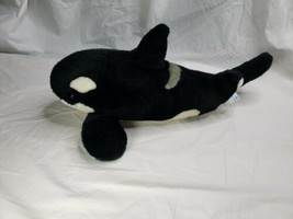 Seaworld Shamu Orca Killer Whale Stuffed Animal Plush 17&quot; Sea World Black White - £15.64 GBP