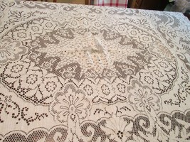 &quot;&quot;IVORY, VITAGE COTTON LACE TABLECLOTH&quot;&quot; - $18.89