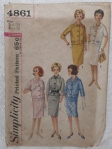 Simplicity 4861 Pattern Misses&#39; Suit Size 12 Vintage 1960&#39;s Jacket &amp; Skirt - £5.42 GBP