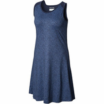 NWT New Womens Columbia Blue Saturday Trail Dress UPF M Bra Pocket Logo Wicking  - £70.06 GBP