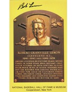 Bob Lemon (d. 2000) Signed Autographed Hall of Fame Plaque Postcard - €43,41 EUR