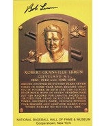 Bob Lemon (d. 2000) Signed Autographed Hall of Fame Plaque Postcard - £31.23 GBP