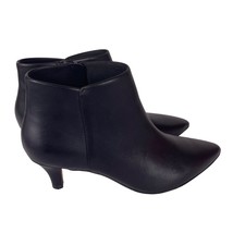 Clarks Linvale Sea Ankle Booties Size 9.5 Black Leather Pointed Toe Kitten Heel - £28.20 GBP