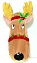Fitz & Floyd Rudolph Serving Tray Snack Therapy 14" x 4 1/2" Hand Painted - $13.09