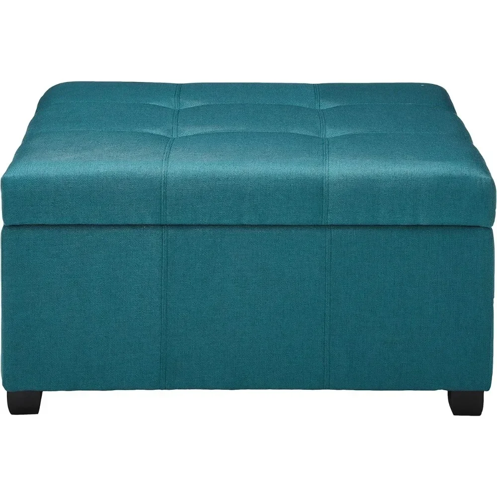 Carlsbad Fabric Storage Ottoman Office Footrest Dark Teal Poufs for Living Ro - £202.05 GBP