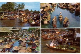 4 Color Postcards Thailand Boat Vendors Floating Market Bangkok Unposted #3 - £3.90 GBP