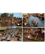 4 Color Postcards Thailand Boat Vendors Floating Market Bangkok Unposted #3 - £3.93 GBP